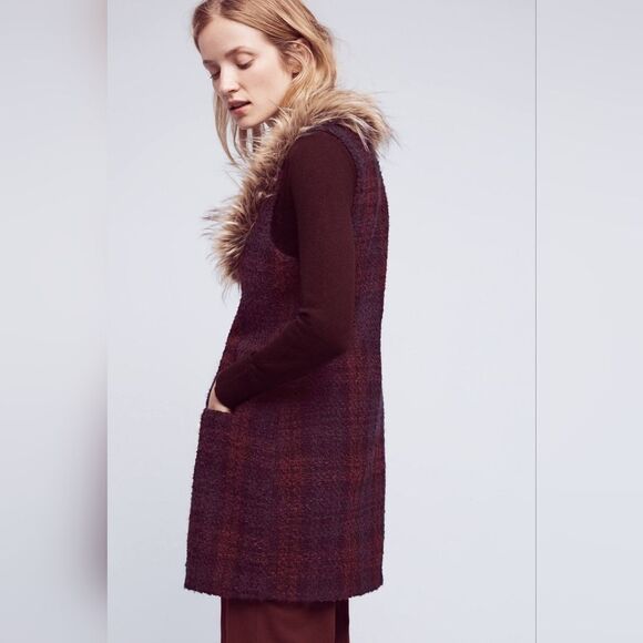 Anthropologie Sanctuary plaid vest size S removable collar - Picture 2 of 16